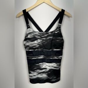 Nike Womens Criss Cross Strap Work Out Tank Top Sz Lg Black White DriFit